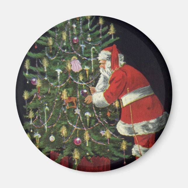 Weihnachten, Weihnachtsmann mit Geschenken Magnet (Vorne)