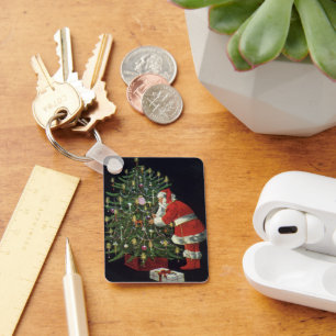Weihnachten, Weihnachtsmann mit Geschenken Schlüsselanhänger