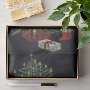 Weihnachten, Weihnachtsmann mit Geschenken Seidenpapier