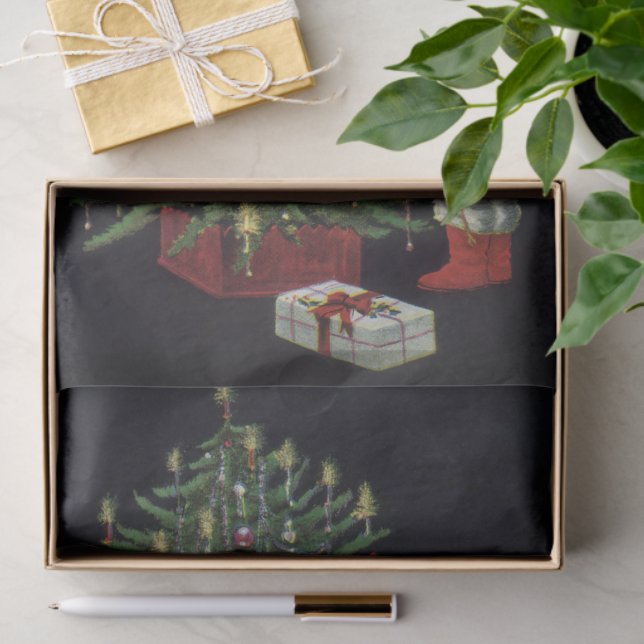 Weihnachten, Weihnachtsmann mit Geschenken Seidenpapier (Geschenk)