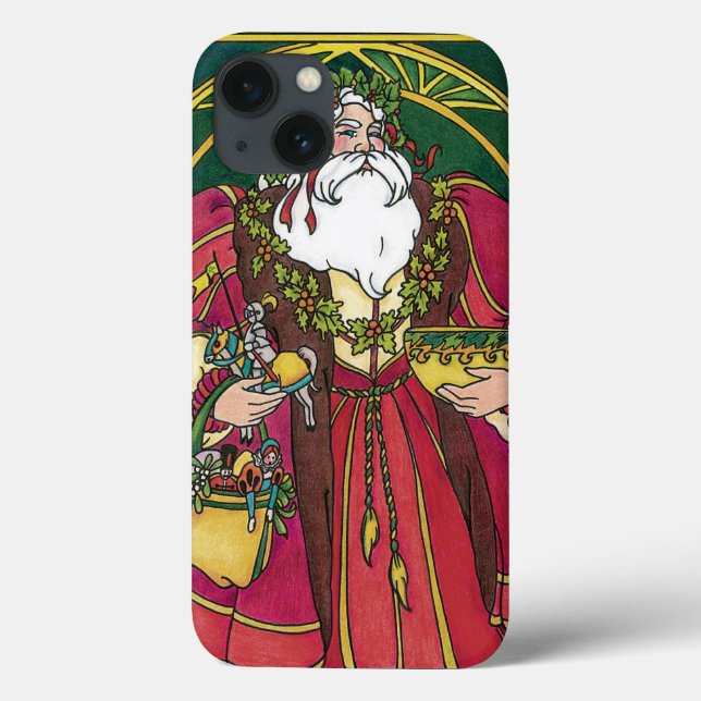 Weihnachten, Weihnachtsmann mit Holly-Blätter Case-Mate iPhone Hülle (Rückseite)