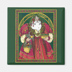 Weihnachten, Weihnachtsmann mit Holly-Blätter Magnet