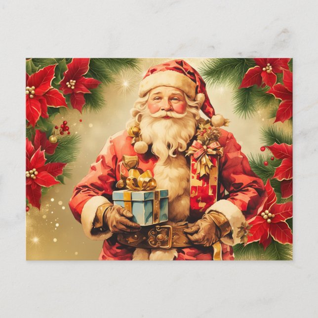 Weihnachten Weihnachtsmann mit Poinsettia (Vorderseite)