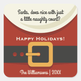 Weihnachten Weihnachtsmann Naughty & Nice Quadratischer Aufkleber