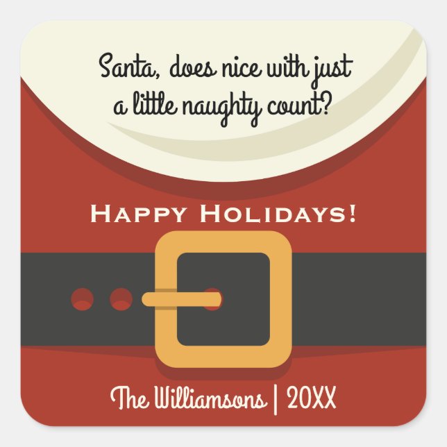 Weihnachten Weihnachtsmann Naughty & Nice Quadratischer Aufkleber (Vorderseite)