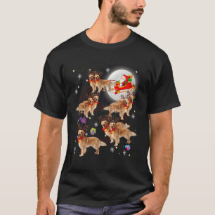 Weihnachten Weihnachtsmann Reiten Golden Retriever T-Shirt