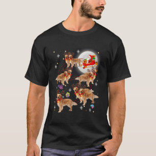 Weihnachten Weihnachtsmann Reiten Golden Retriever T-Shirt