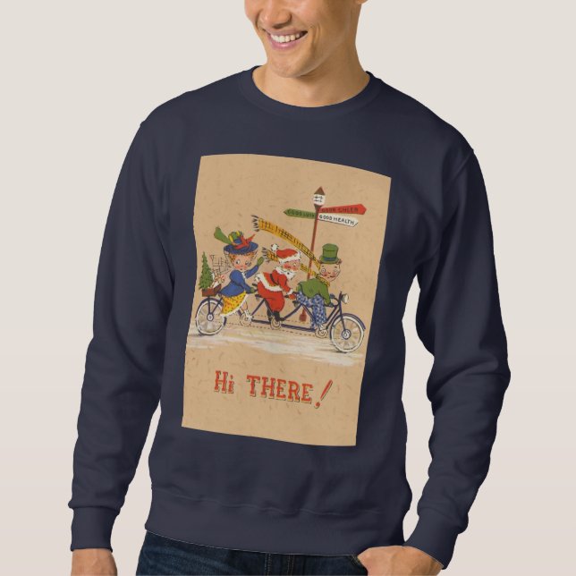 Weihnachten, Weihnachtsmann Reiten mit dem Fahrrad Sweatshirt (Vorderseite)