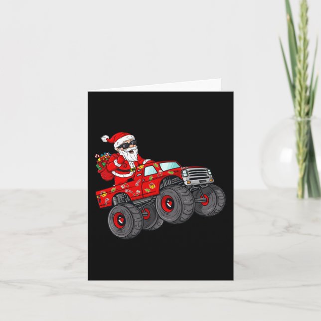 Weihnachten Weihnachtsmann Reiten Monster Truck Bo Karte (Vorderseite)