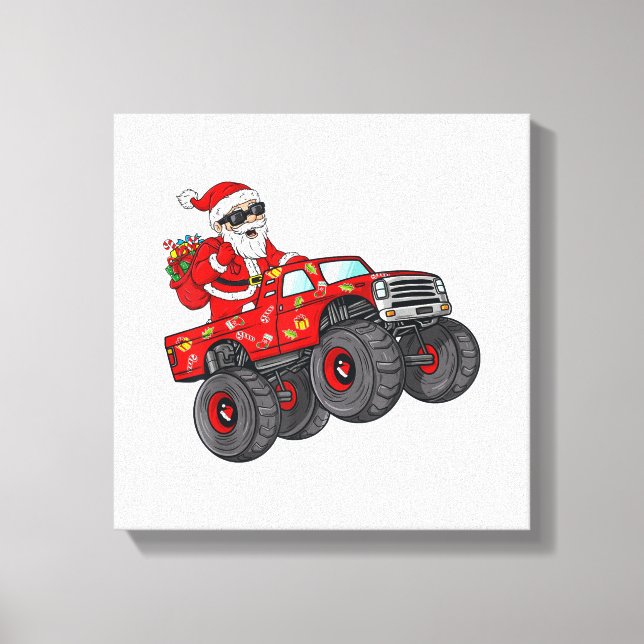Weihnachten Weihnachtsmann Reiten Monster Truck Bo Leinwanddruck (Vorderseite)