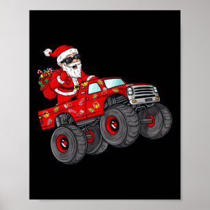 Weihnachten Weihnachtsmann Reiten Monster Truck Bo Poster