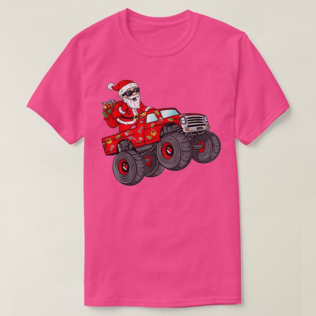 Weihnachten Weihnachtsmann Reiten Monster Truck Bo T-Shirt (Design vorne)