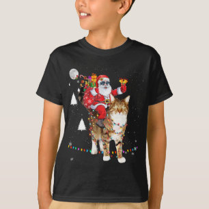 Weihnachten Weihnachtsmann reiten Tiger KatzenLICH T-Shirt