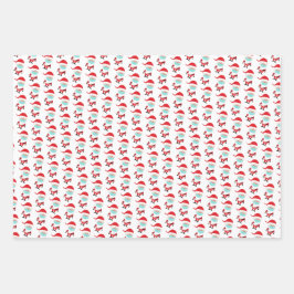 Weihnachten Weihnachtsmann-Rentier mit Gesichtsmas Geschenkpapier Set