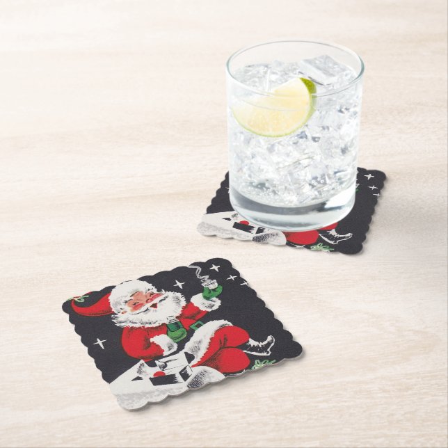 Weihnachten Weihnachtsmann Retro Vintages Party Un Untersetzer (Vor Ort)