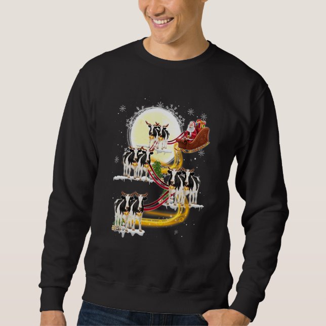 Weihnachten Weihnachtsmann Riding Milchkühe Weihna Sweatshirt (Vorderseite)