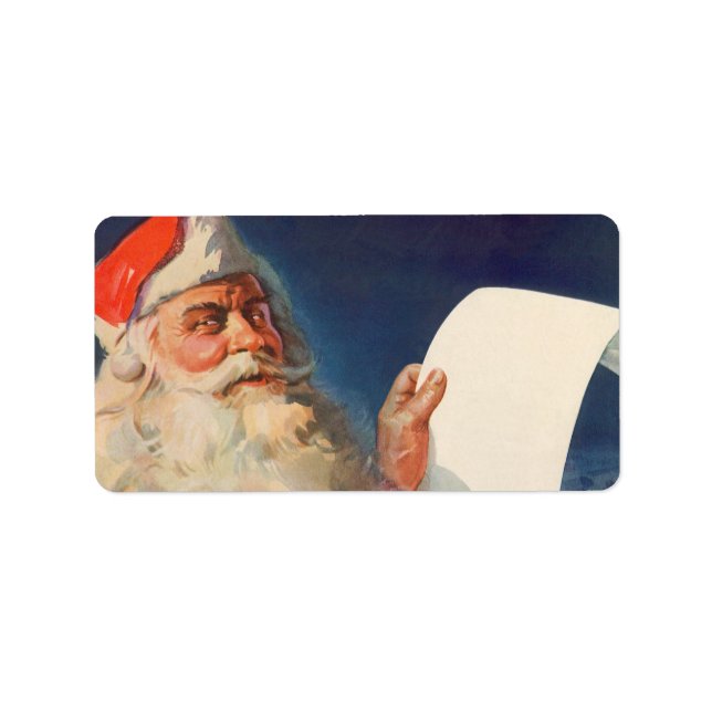 Weihnachten, Weihnachtsmann, Schöne Liste Adressaufkleber (Vorne)