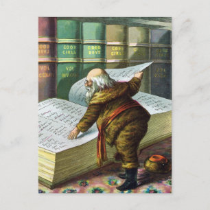 Weihnachten, Weihnachtsmann, Schöne Liste Feiertagspostkarte