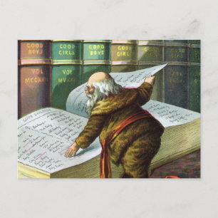 Weihnachten, Weihnachtsmann, Schöne Liste Feiertagspostkarte