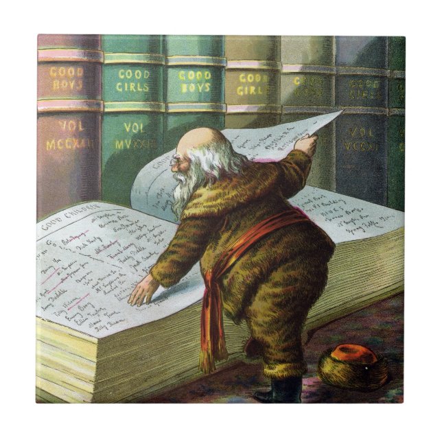 Weihnachten, Weihnachtsmann, Schöne Liste Fliese (Vorderseite)