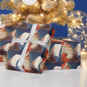 Weihnachten, Weihnachtsmann, Schöne Liste Geschenkpapier