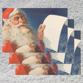 Weihnachten, Weihnachtsmann, Schöne Liste Geschenkpapier Set