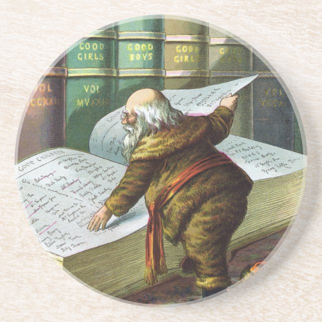 Weihnachten, Weihnachtsmann, Schöne Liste Getränkeuntersetzer (Vorne)