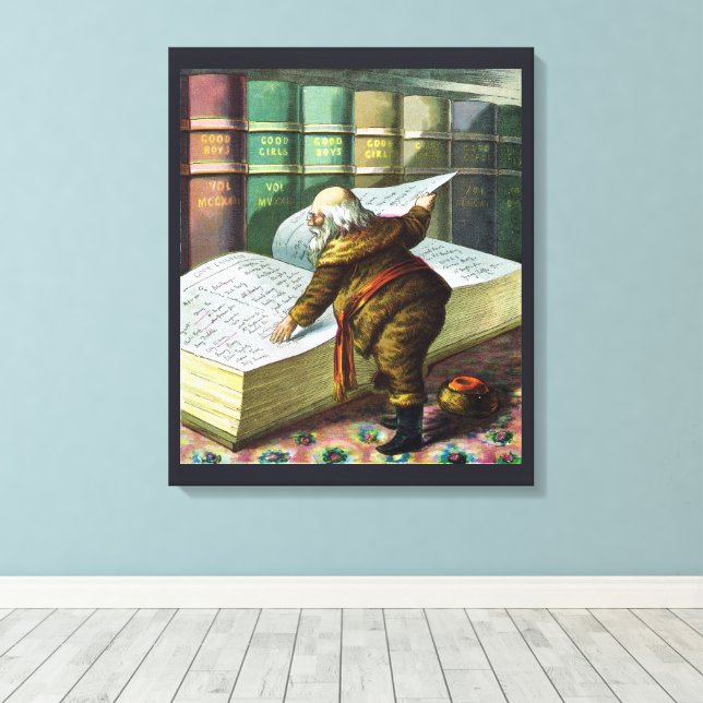 Weihnachten, Weihnachtsmann, Schöne Liste Leinwanddruck (Insitu (Holzboden))