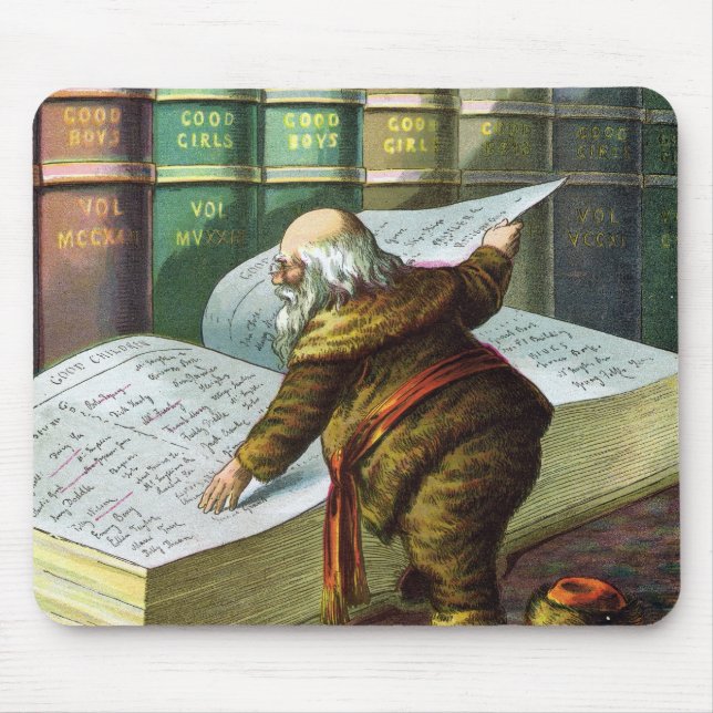 Weihnachten, Weihnachtsmann, Schöne Liste Mousepad (Vorne)
