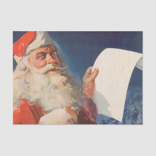 Weihnachten, Weihnachtsmann, Schöne Liste Seidenpapier (Vorderseite)