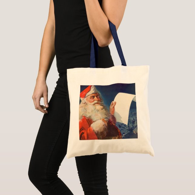 Weihnachten, Weihnachtsmann, Schöne Liste Tragetasche (Vorderseite (Produkt))