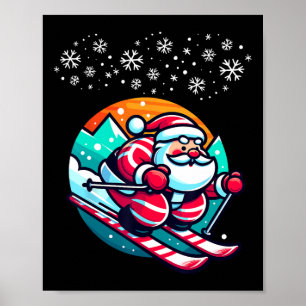 Weihnachten Weihnachtsmann Skipiste Skihütte Funny Poster