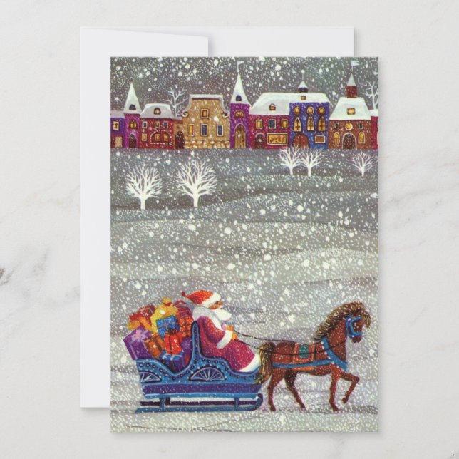 Weihnachten, Weihnachtsmann, Sleigh Einladung (Vorderseite)