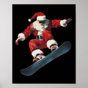 Weihnachten Weihnachtsmann Snowboard Snowboarden S Poster