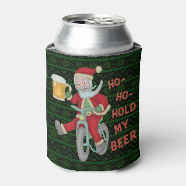 Weihnachten Weihnachtsmann Spaß Bier Mit Monogramm Dosenkühler (Kanne Vorderseite)