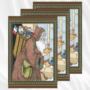 Weihnachten, Weihnachtsmann Spielzeug Schuhe Geschenkpapier Set