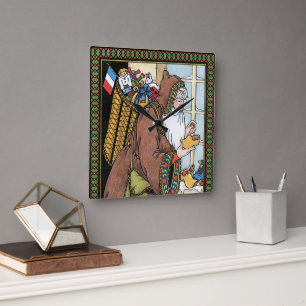 Weihnachten, Weihnachtsmann Spielzeug Schuhe Quadratische Wanduhr