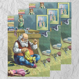 Weihnachten, Weihnachtsmann Spielzeugpuppen machen Geschenkpapier Set