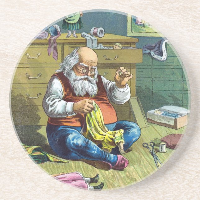 Weihnachten, Weihnachtsmann Spielzeugpuppen machen Getränkeuntersetzer (Vorne)