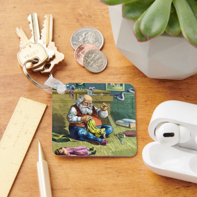 Weihnachten, Weihnachtsmann Spielzeugpuppen machen Schlüsselanhänger (Schreibtisch)