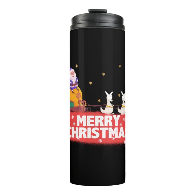 Weihnachten, Weihnachtsmann, Strand Thermosbecher (Vorderseite)