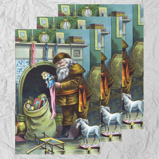 Weihnachten, Weihnachtsmann, Strümpfe mit Spielzeu Geschenkpapier Set (Von Creator hochgeladen)