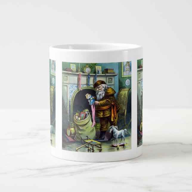 Weihnachten, Weihnachtsmann, Strümpfe mit Spielzeu Jumbo-Tasse (Vorderseite)