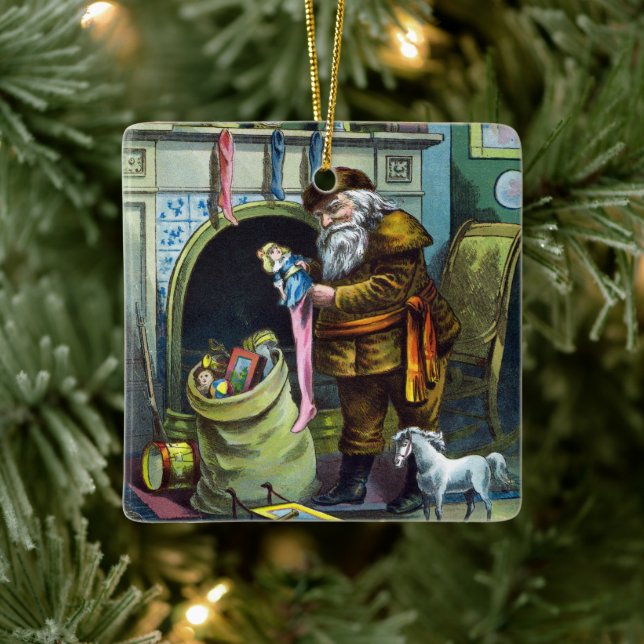 Weihnachten, Weihnachtsmann, Strümpfe mit Spielzeu Keramikornament (Baum)