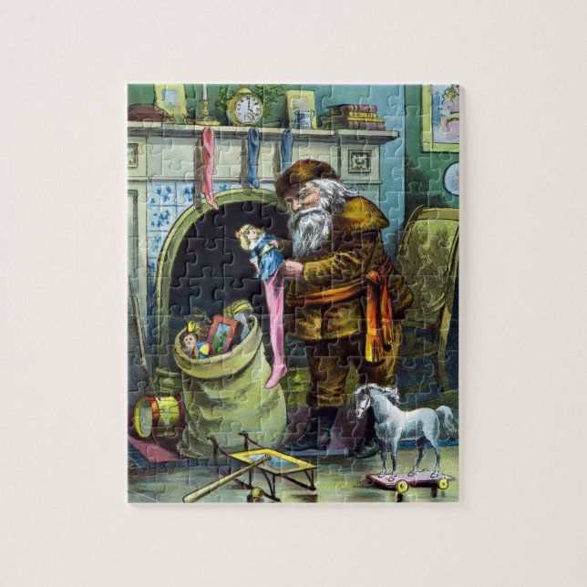 Weihnachten, Weihnachtsmann, Strümpfe mit Spielzeu Puzzle (Vertikal)