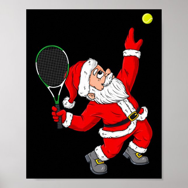 Weihnachten Weihnachtsmann Tennis Spaß Jungen Mädc Poster (Vorne)