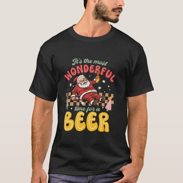Weihnachten Weihnachtsmann trinken Bier Wonderfu T-Shirt (Vorderseite)