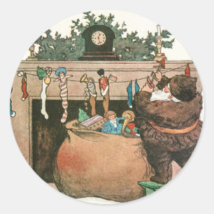 Weihnachten Weihnachtsmann und Geschenke Urlaub Runder Aufkleber