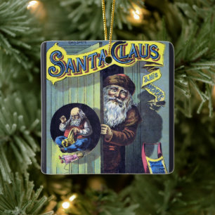 Weihnachten, Weihnachtsmann und sein Werk Keramikornament