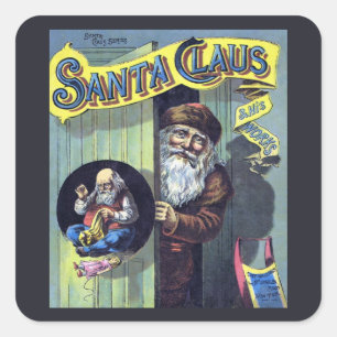 Weihnachten, Weihnachtsmann und sein Werk Quadratischer Aufkleber